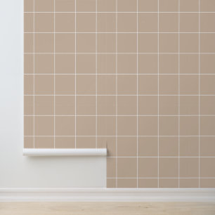 Papel Pintado Tendencia Beige Cálido Rejilla de 6"