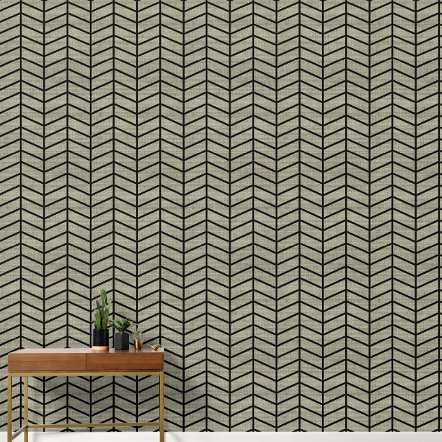 Papel Pintado Tendencia Rústica Chevron Verde (Pasillo)