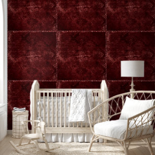 Papel Pintado Terciopelo de Alheña Damasco   Rojo Deslucido Grun