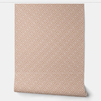 Papel Pintado Terra Cotta y White Greek Key Pattern