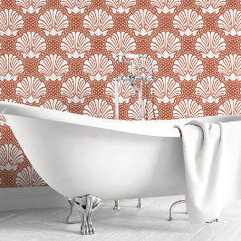 Papel Pintado Terracota y conchas blancas