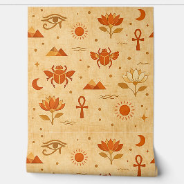 Papel Pintado Terrenal Boho Patrón Egipcio-Minimalista Faraónico