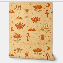 Papel Pintado Terrenal Boho Patrón Egipcio-Minimalista Faraónico