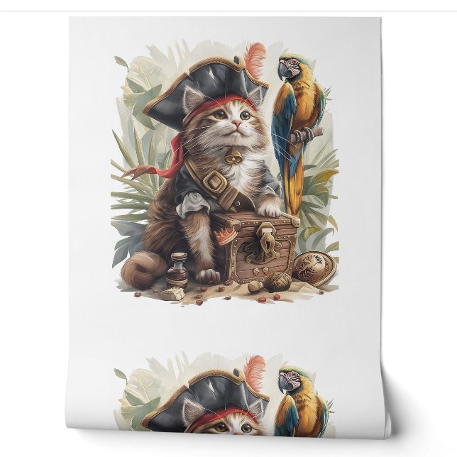 Papel Pintado Tesoro de Gato Pirata (Desenrollar)