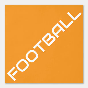 Papel Pintado Texto diagonal de FÚTBOL blanco en Naranja brillan