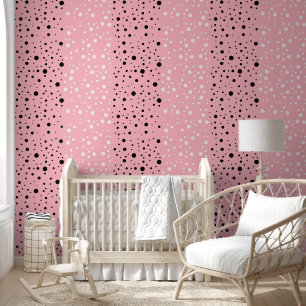 Papel Pintado Textos de puntos de polka contemporáneos en rosa c