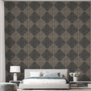 Papel Pintado Textura agrietada de diamante a cuadros en taupe y