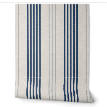 Textura de lino a rayas Navy Slate