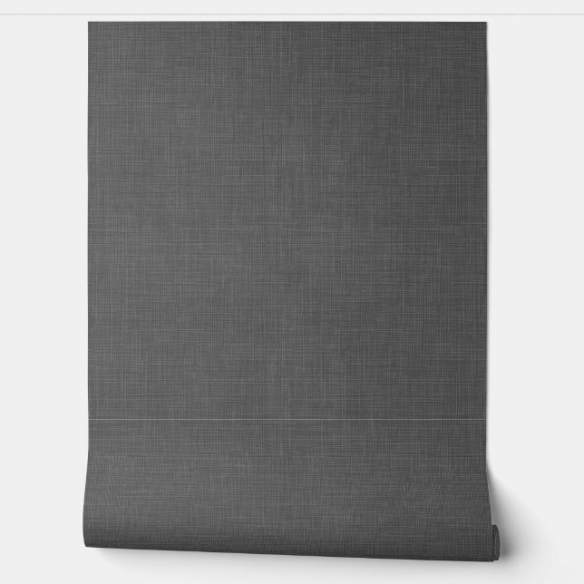 Papel Pintado Textura de lino de carbón oscuro moderno (Desenrollar)