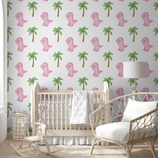 Papel Pintado The Enchanting Pink Jungle Dinosaur 