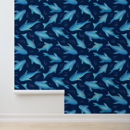 Papel Pintado Tiburón nadador azul pez