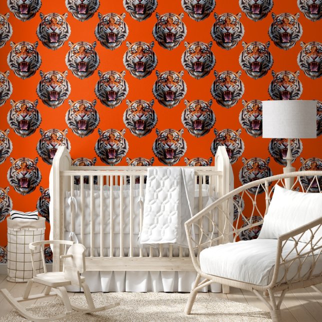 Papel Pintado Tiger Head Pattern Design Orange  (Subido por el creador)