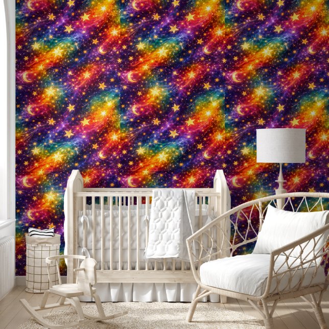 Papel Pintado Título galaxia arcoíris magia estrellas y luna de  (Niños)