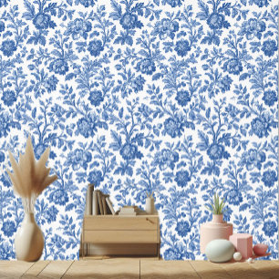 Papel Pintado Toile Botánico Francés Vintage Motivos Florales Az