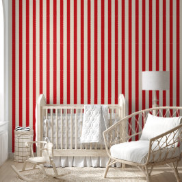Papel Pintado Toldo de Circo Clásico Vintage Rojo y Rayas de Cre
