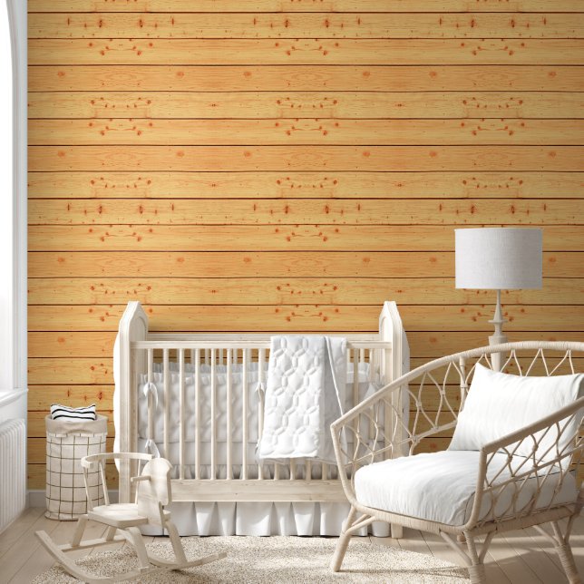 Papel Pintado Tono de Madera Natural - Estampado Vintage (Niños)
