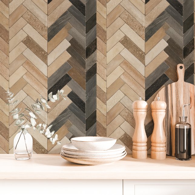 Papel Pintado Tono Neutral Espina de Pescado Chevron (Subido por el creador)