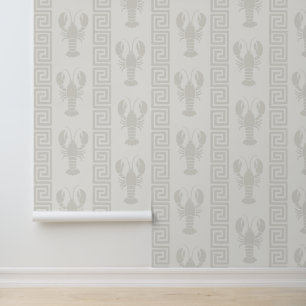 Papel Pintado Tono sobre tono monocromático costero de langosta