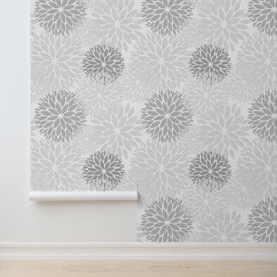 Papel Pintado Tonos de floral gris
