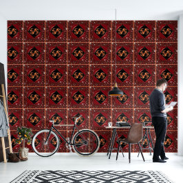 Papel Pintado Torbellino Rojo Celestial: Energía de "Día Agradab