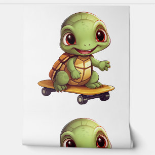Papel Pintado Tortuga de patinaje, diseño de animales atléticos