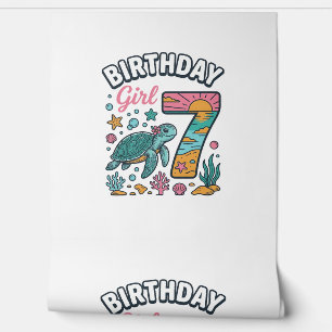 Papel Pintado Tortuga Marina Cumpleañera Diseño Vectorial 7º Cum