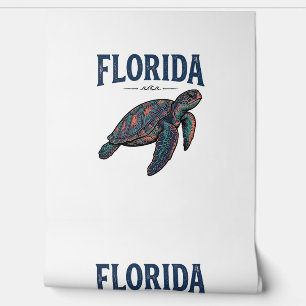 Papel Pintado Tortuga marina de Florida grabado vintage gráfico_