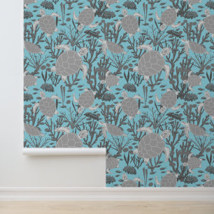 Papel Pintado Tortugas marinas, animal de color gris azul