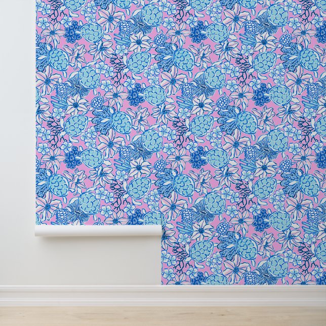 Papel Pintado Tortugas Preppy Palm Beach Blue & Lavender (Solicitud)