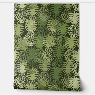 Papel Pintado Toss Tropical de Piña Momona Hawaiana - Verde