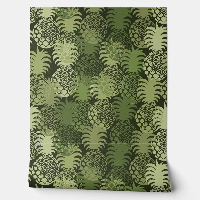 Papel Pintado Toss Tropical de Piña Momona Hawaiana - Verde (Desenrollar)
