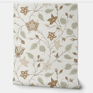 Papel Pintado Trailing Floral - Paisley - Beige And Sage Green