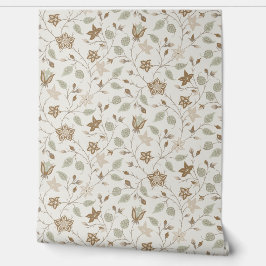 Papel Pintado Trailing Floral - Paisley - Beige And Sage Green