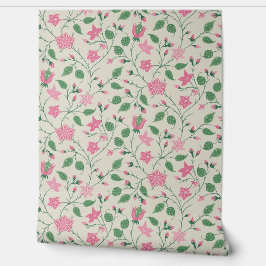 Papel Pintado Trailing Floral - Paisley - Bright Pink And Green 