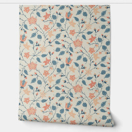 Papel Pintado Trailing Floral - Paisley - Peach And Dusty Blue
