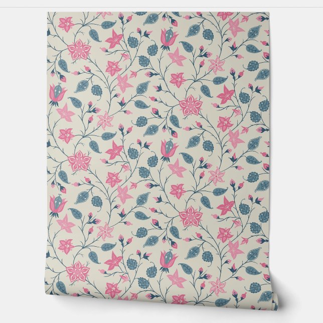 Papel Pintado Trailing Floral - Paisley - Soft Pink & Dusty Blue (Desenrollar)