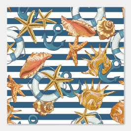 Papel Pintado Trazado de patrón marino Anclaje de la línea de vi