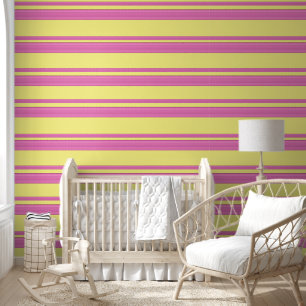 Papel Pintado trazo elegante de pincel rosa y amarillo