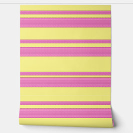 Papel Pintado trazo elegante de pincel rosa y amarillo