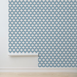 Papel Pintado Trellis azul blanco y bebé, Entramado, Quatrefoil