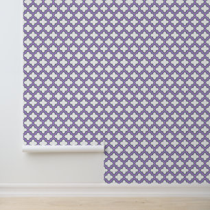 Papel Pintado Trellis blanca y púrpura, Entramado, Quatrefoil