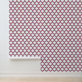 Papel Pintado Trellis blanca y roja, Entramado, Quatrefoil