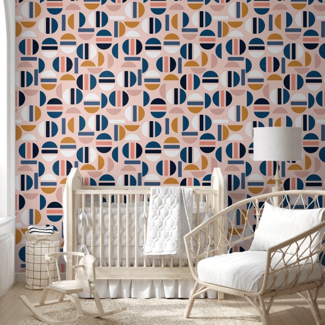 Papel Pintado Trendy Pastel Moderno semicírculo geométrico (Niños)