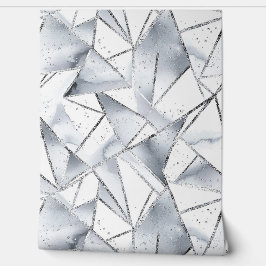 Papel Pintado Triángulos blancos plateados de moda