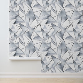 Papel Pintado Triángulos blancos plateados de moda