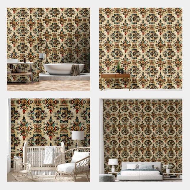 Papel Pintado Tribu de arte étnico nativa estadounidense (Native American Ethnic Art Tribe Pattern Vintage)