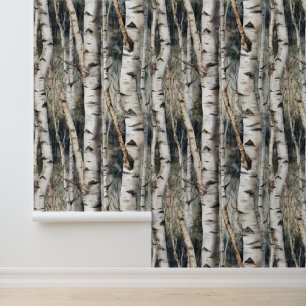 Papel Pintado troncos de abedul bosque