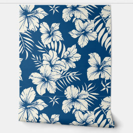 Papel Pintado Tropical Blue and White Floral