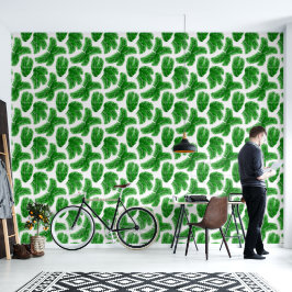 Papel Pintado Tropical Green Palm Leaf Pattern