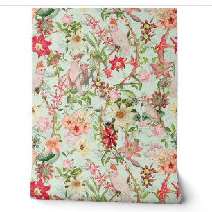 Papel Pintado Tropical Vintage Parrots Garden Chinoiserie